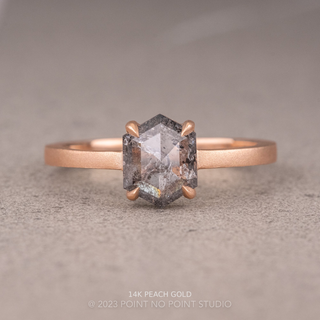 1.21 Carat Salt and Pepper Hexagon Diamond Engagement Ring, Jane Setting