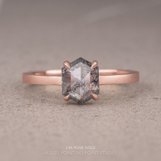 1.21 Carat Salt and Pepper Hexagon Diamond Engagement Ring, Jane Setting