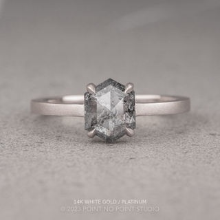 1.21 Carat Salt and Pepper Hexagon Diamond Engagement Ring, Jane Setting