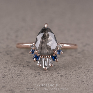 1.20 Carat Salt and Pepper Pear Diamond Engagement Ring, Wren Setting