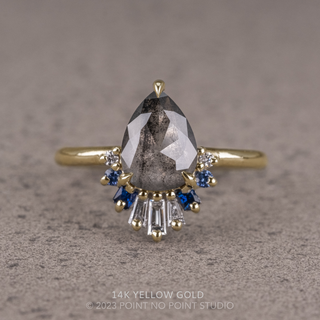 1.20 Carat Salt and Pepper Pear Diamond Engagement Ring, Wren Setting