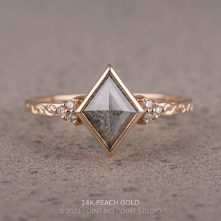 1.79 Carat Salt and Pepper Lozenge Diamond Engagement Ring, Bezel Quinn Setting