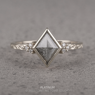 1.79 Carat Salt and Pepper Lozenge Diamond Engagement Ring, Bezel Quinn Setting