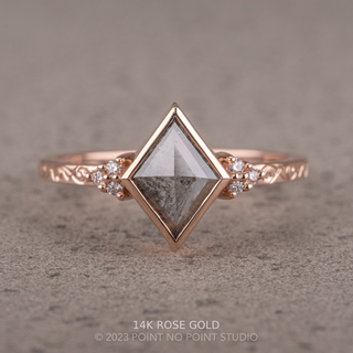 1.79 Carat Salt and Pepper Lozenge Diamond Engagement Ring, Bezel Quinn Setting