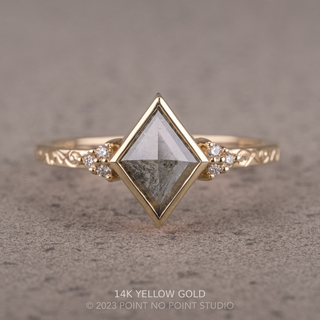 1.79 Carat Salt and Pepper Lozenge Diamond Engagement Ring, Bezel Quinn Setting