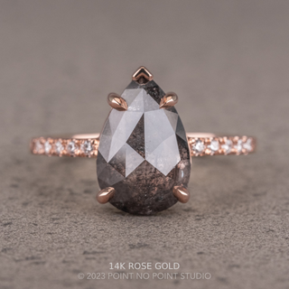 2.48 Carat Black Pear Diamond Engagement Ring, Sirena Setting