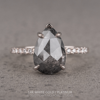 2.48 Carat Black Pear Diamond Engagement Ring, Sirena Setting