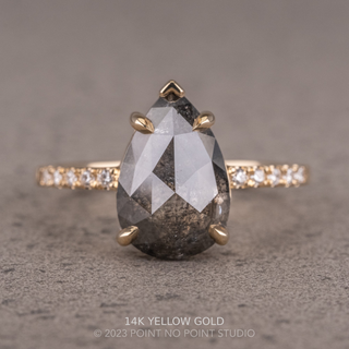 2.48 Carat Black Pear Diamond Engagement Ring, Sirena Setting