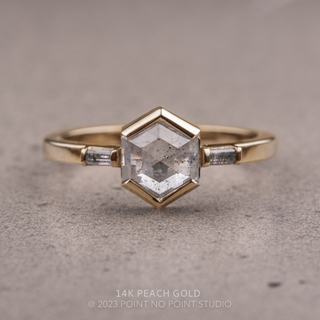 1.24 Carat Salt and Pepper Hexagon Diamond Engagement Ring, Zoe Setting