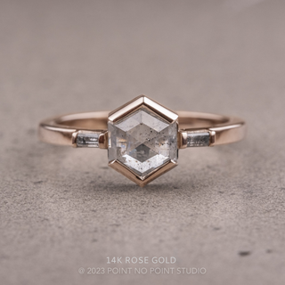 1.24 Carat Salt and Pepper Hexagon Diamond Engagement Ring, Zoe Setting