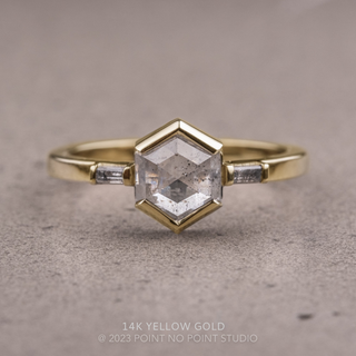 1.24 Carat Salt and Pepper Hexagon Diamond Engagement Ring, Zoe Setting