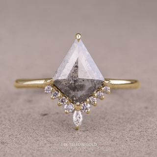 1.36 Carat Salt and Pepper Kite Diamond Engagement Ring, Ava Setting