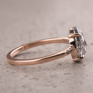 2.07 Carat Salt and Pepper Pear Diamond Engagement Ring, Ombre Jules Setting, 14K Rose Gold