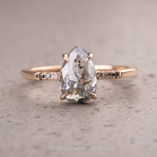 1.45 Carat Salt and Pepper Pear Diamond Engagement Ring, Ombre Jules Setting