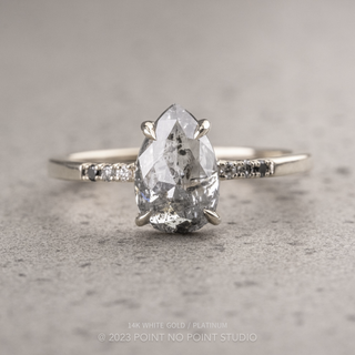 1.45 Carat Salt and Pepper Pear Diamond Engagement Ring, Ombre Jules Setting