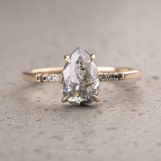 1.45 Carat Salt and Pepper Pear Diamond Engagement Ring, Ombre Jules Setting