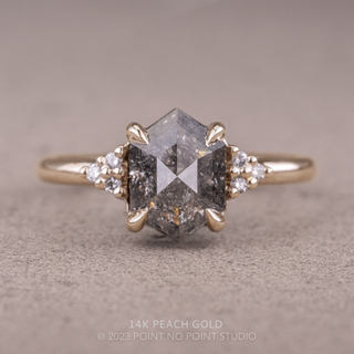 1.45 Carat Salt and Pepper Hexagon Engagement Ring, Quinn Setting
