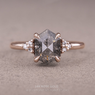 1.45 Carat Salt and Pepper Hexagon Engagement Ring, Quinn Setting