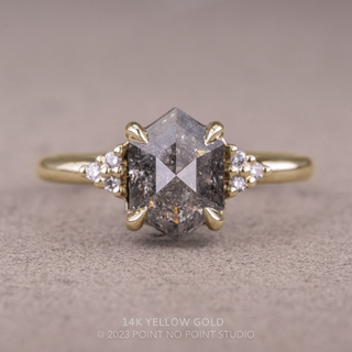1.45 Carat Salt and Pepper Hexagon Engagement Ring, Quinn Setting