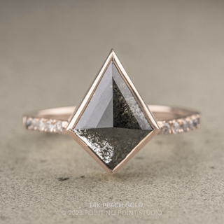 1.58 Carat Black Kite Diamond Engagement Ring, Bezel Ombre Jules Setting