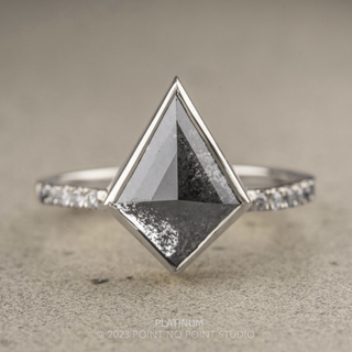 1.58 Carat Black Kite Diamond Engagement Ring, Bezel Ombre Jules Setting