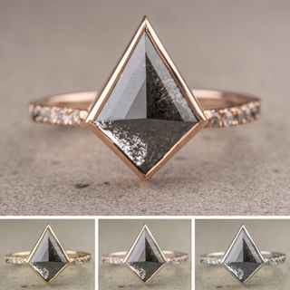 1.58 Carat Black Kite Diamond Engagement Ring, Bezel Ombre Jules Setting