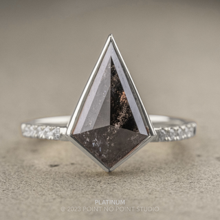 2.91 Carat Black Kite Diamond Engagement Ring, Bezel Jules Setting