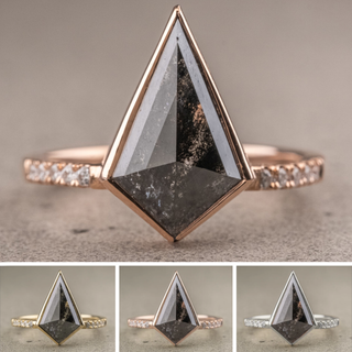 2.91 Carat Black Kite Diamond Engagement Ring, Bezel Jules Setting