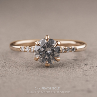 1.41 Carat Salt and Pepper Diamond Engagement Ring, Madeline Setting, Point No Point Studio. Available in a variety of metal types. Eco-friendly, Recycled Metals, Conflict Free.
