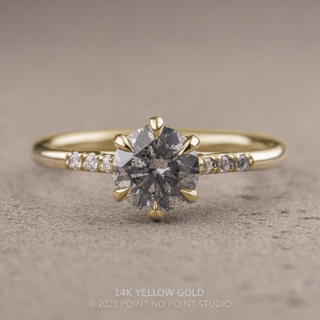 1.41 Carat Salt and Pepper Diamond Engagement Ring, Madeline Setting, Point No Point Studio. Available in a variety of metal types. Eco-friendly, Recycled Metals, Conflict Free.