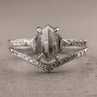 1.18 Carat Icy Grey Hexagon Diamond Engagement Ring, Eliza Setting, 14K White Gold