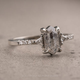 1.18 Carat Icy Grey Hexagon Diamond Engagement Ring, Eliza Setting, Platinum