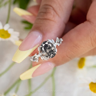 2.53 Carat Salt and Pepper Oval Diamond Engagement Ring, Ainsley Setting