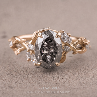 2.53 Carat Salt and Pepper Oval Diamond Engagement Ring, Ainsley Setting