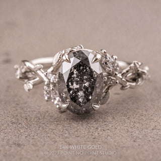 2.53 Carat Salt and Pepper Oval Diamond Engagement Ring, Ainsley Setting