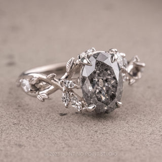 2.53 Carat Salt and Pepper Oval Diamond Engagement Ring, Ainsley Setting