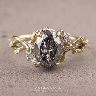 2.53 Carat Salt and Pepper Oval Diamond Engagement Ring, Ainsley Setting