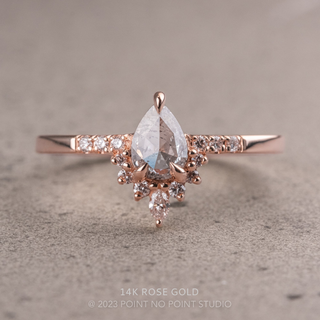 .71 Carat Salt and Pepper Pear Diamond Engagement Ring, Avaline Setting