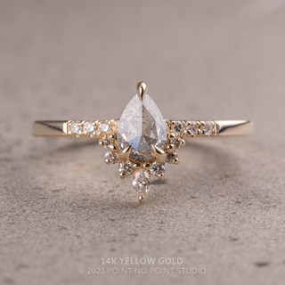 .71 Carat Salt and Pepper Pear Diamond Engagement Ring, Avaline Setting