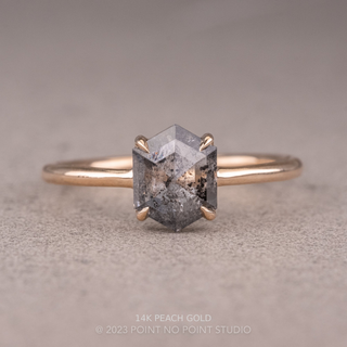 1.21 Carat Salt and Pepper Hexagon Diamond Engagement Ring, Jane Setting