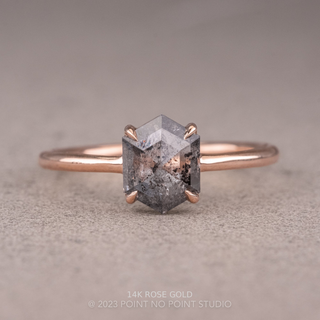 1.21 Carat Salt and Pepper Hexagon Diamond Engagement Ring, Jane Setting