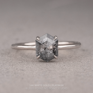 1.21 Carat Salt and Pepper Hexagon Diamond Engagement Ring, Jane Setting