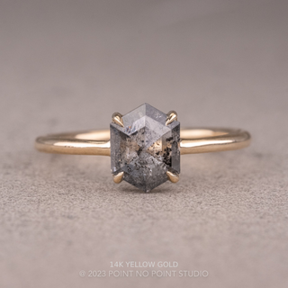 1.21 Carat Salt and Pepper Hexagon Diamond Engagement Ring, Jane Setting