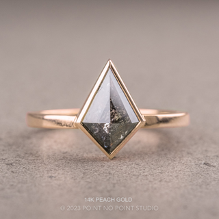 1.71 Carat Black Salt and Pepper Kite Diamond Engagement Ring, Bezel Jane Setting