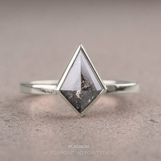 1.71 Carat Black Salt and Pepper Kite Diamond Engagement Ring, Bezel Jane Setting