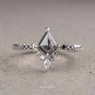 .76 Carat Black Kite Diamond Engagement Ring, Avaline Setting