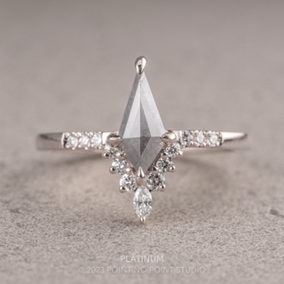 .92 Carat Salt and Pepper Kite Diamond Engagement Ring, Avaline Setting