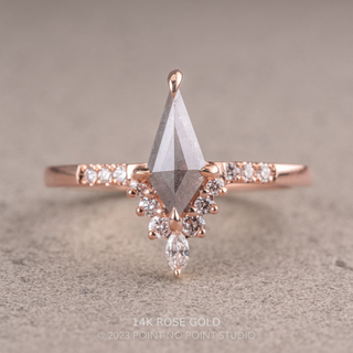 .92 Carat Salt and Pepper Kite Diamond Engagement Ring, Avaline Setting