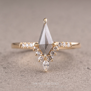 .92 Carat Salt and Pepper Kite Diamond Engagement Ring, Avaline Setting