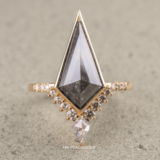 3.62 Carat Black Kite Diamond Engagement Ring, Bezel Avaline Setting